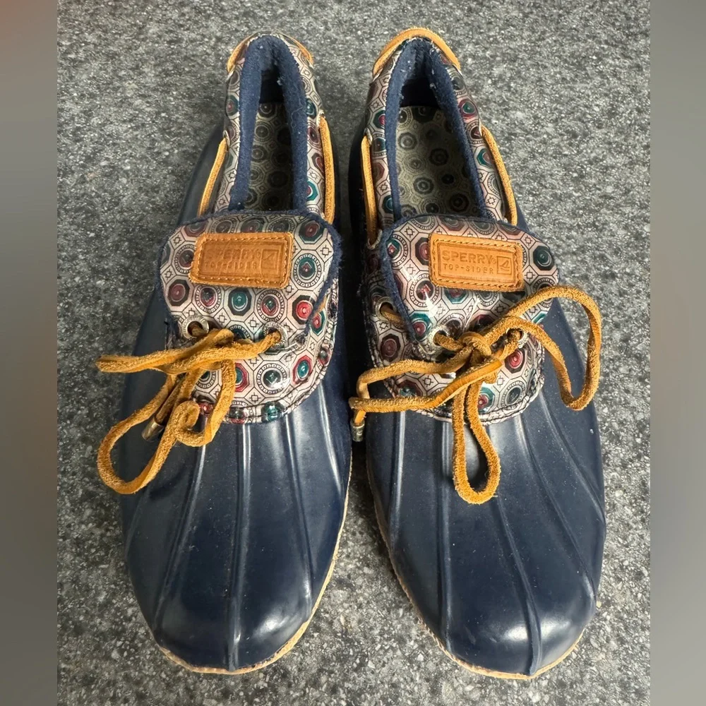 Sperry Women’s Top Sider Low Saltwater Duck Boots Blue Rubber Boat Shoes